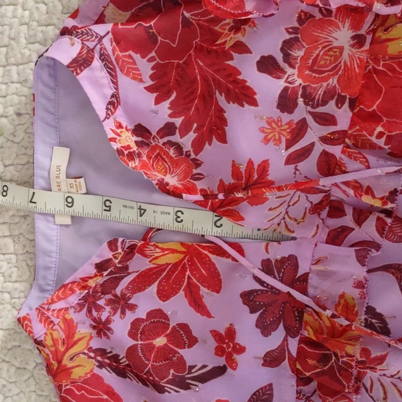 Skies Are Blue XS Semi Sheer Floral Metallic Tiered V-Neck Maxi Dress - Picture 8 of 16